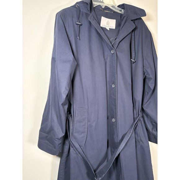 LONDON FOG Classic Trench Coat Old Money Quiet Luxury Navy Blue Raincoat Size 12 - Picture 2 of 9